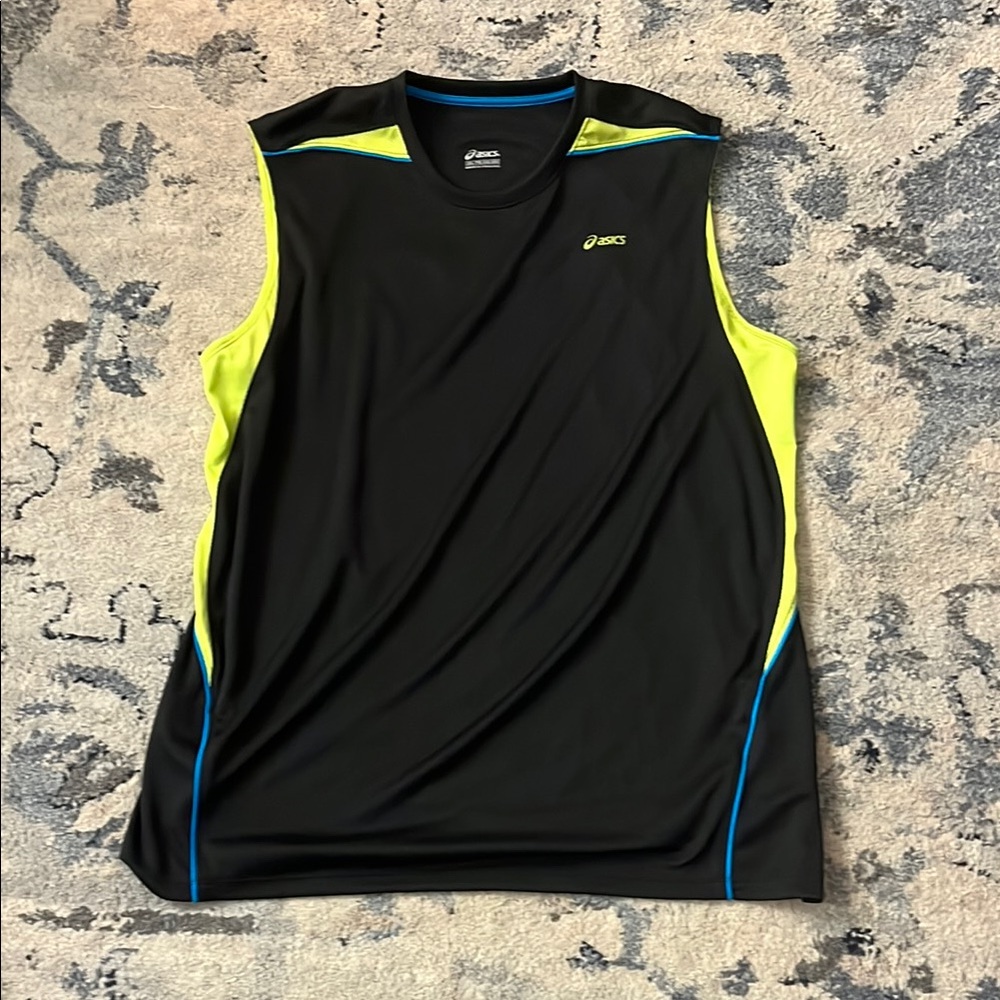 ASICS Black and Neon Yellow Athletic Tank